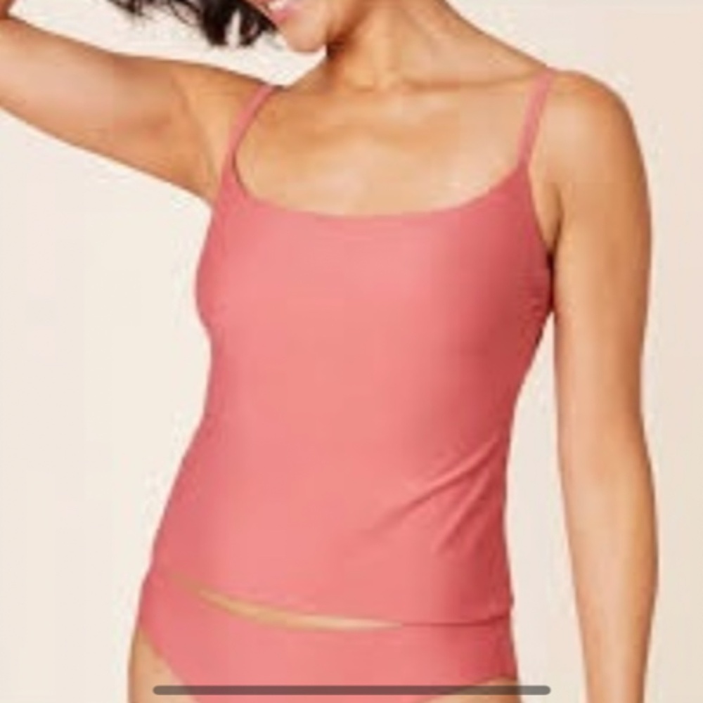 Andie Swim The Longline Tank/Tankini Bikini Top Punch Pink Size S - NWT